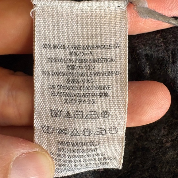 Free People Wool Blend Slubby Fringe V-Neck Sweater Gray-Brown-Black Size S - Picture 7 of 7